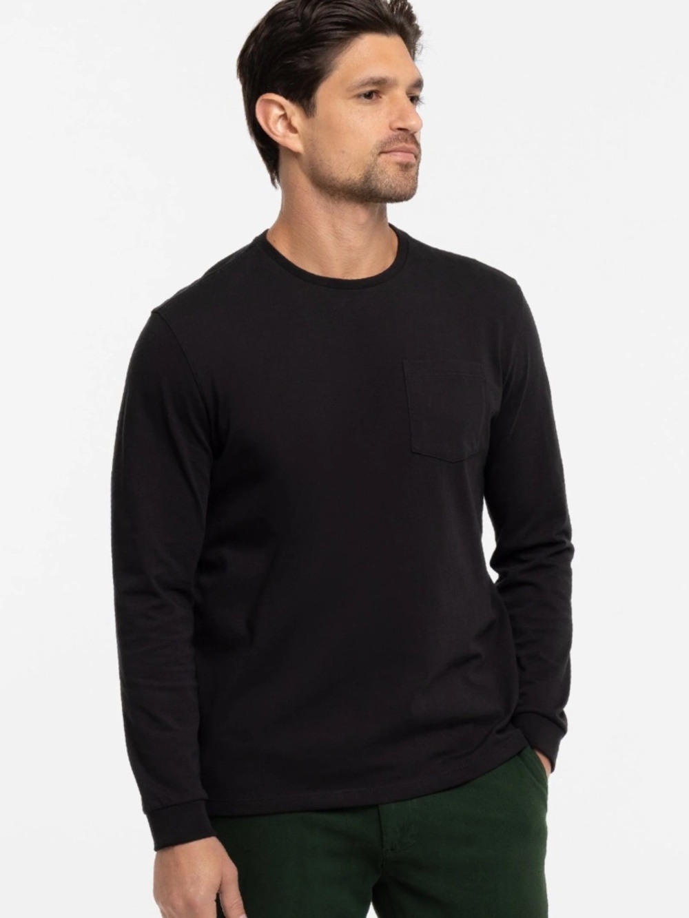 Ash & Erie Long Sleeve Premium Tee Black Pima Cotton Mens M NWOT
